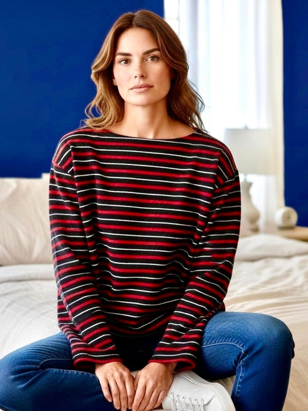 RUSS by Liz Claiborne Vintage Top Long Sleeve Striped Womens XL